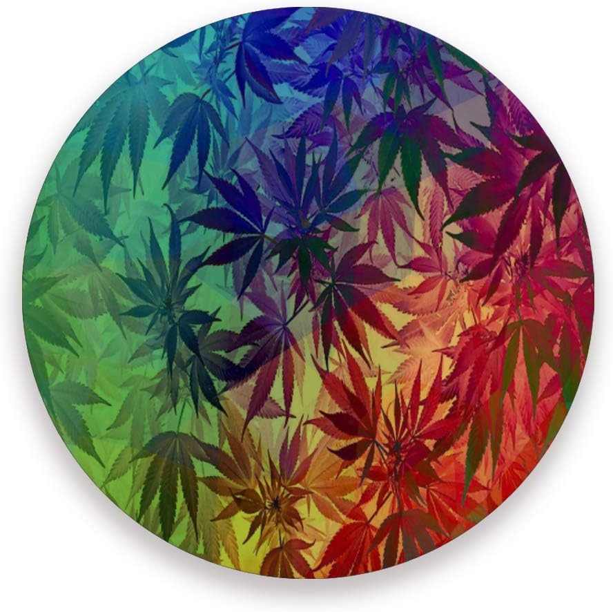 LUCKYEAH - Posavasos redondos con diseño de hojas de marihuana, resistente al calor, alfombrilla de corcho de cerámica para bebidas, hogar, cocina, bar, juego de 2