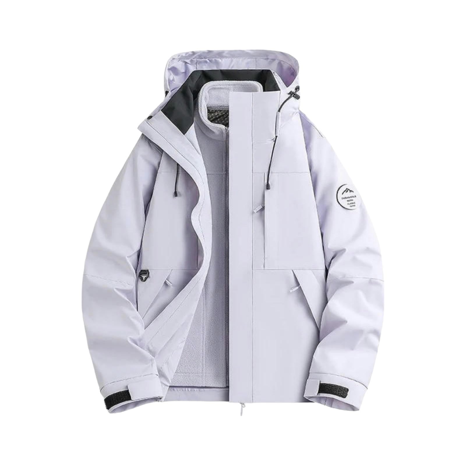 Regenponcho Leichte wasserdichte 3-in-1-jacke Für Damen, Mit Kapuze, Verstaubare Windjacke Wandern, Camping, Radfahren, Festival -lila-4xl