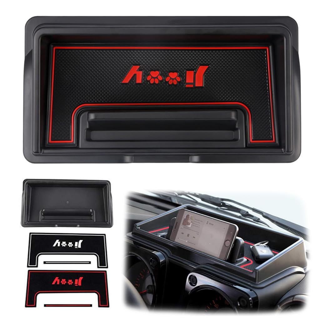 Compatible with Suzuki Jimny JB64 JB74 Dashboard Interior Dashboard Storage Box with 2 Silicone Lining Pads Self Adhesive Accessories Tray Phone Holder Car Organizer Tray for JB64 JB74-image-11