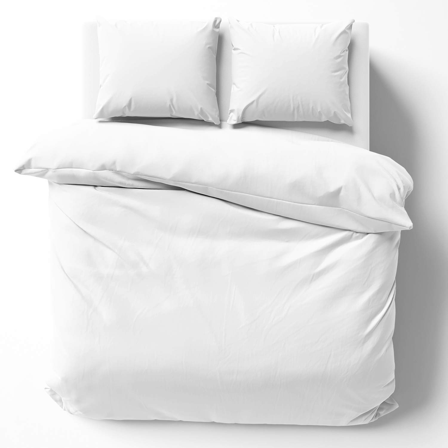 Melunda 100% Cotton Renforce Duvet Cover Set 200x200 cm + 2 Pillowcases 80x80 cm - White - 3 pcs with zipper closure