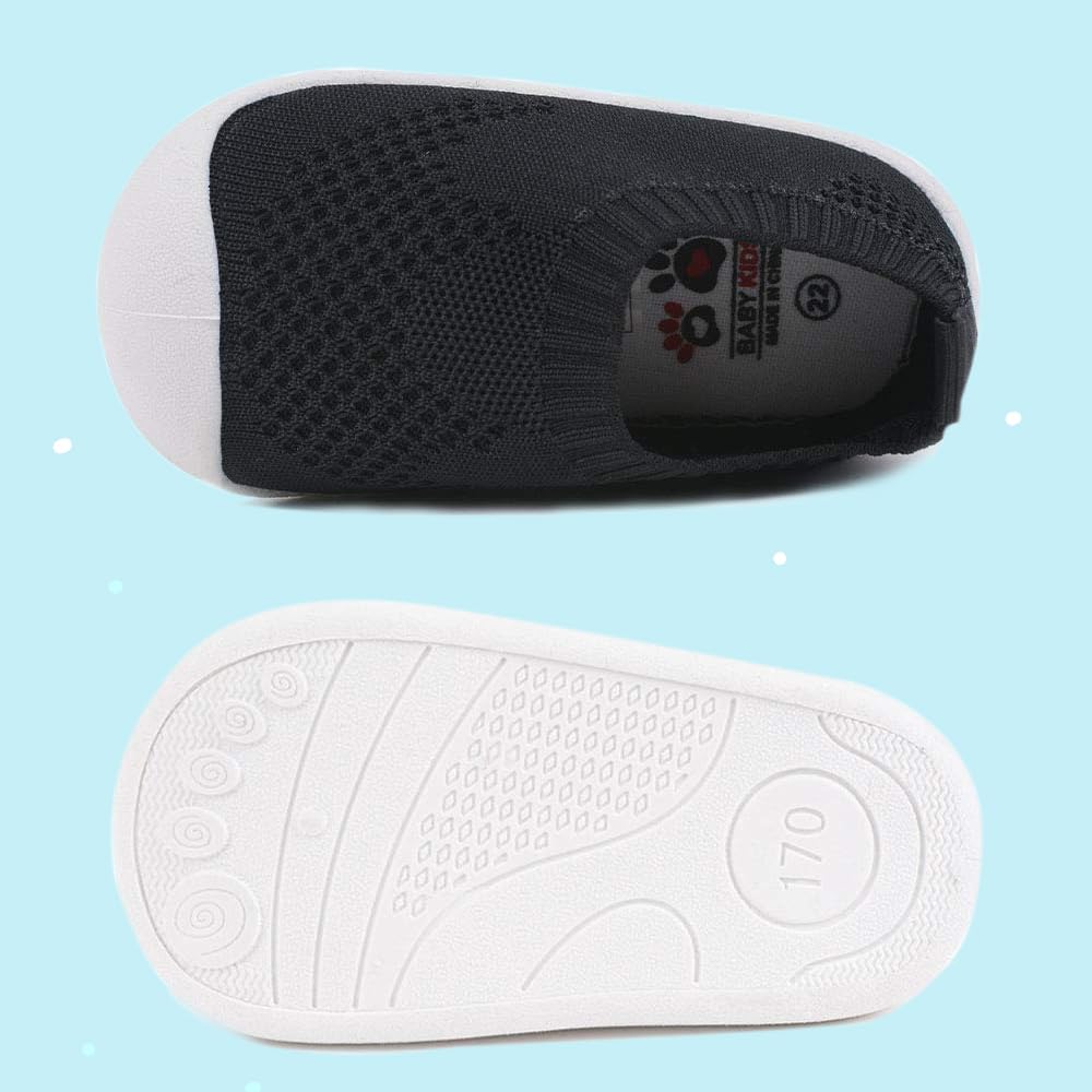 Baby Walkers Infant Sneakers Boys Girls Mesh Breathable Lightweight Non-Slip Toddler Casual Shoes Cotton Flying Woven Fabric Mesh Breathable Lightweight Trainers Indoor Outdoor — view 5