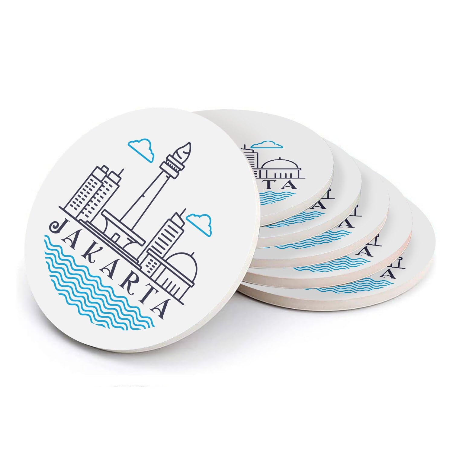 Sous-verres ronds céramique Jakarta pour apéritif et décoration de table