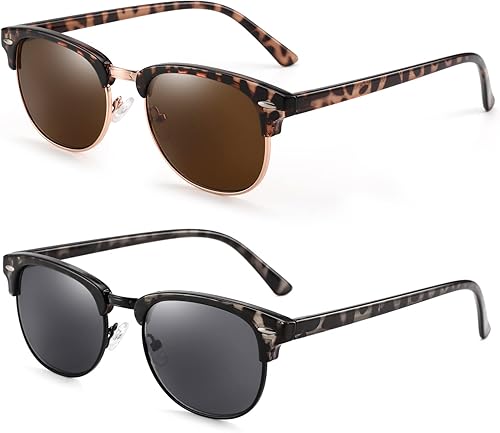 Miniatura 2 de Paquete de 2 lentes de sol de lectura para hombres y mujeres, lentes de sol vintage para lector de lentes completos, lentes de sol para exteriores,