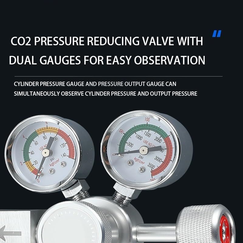 Regolatore Co2 Fai-da-Te for Acquario valvola di Regolazione a Doppio Stadio Valvola di riduzione Co2 con Uscita Multi Splitter for Acquario(G3-4)