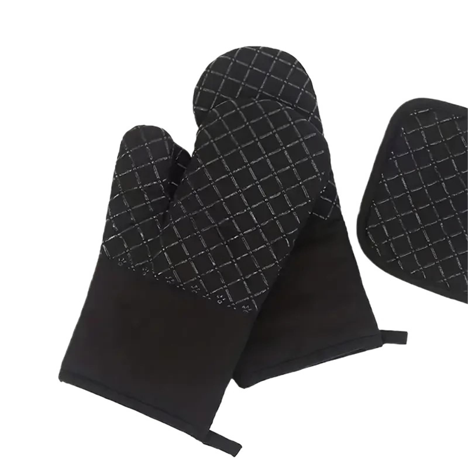 MRKU Backhandschuhe, Ofenhandschuhe, hitzebeständig, Silikon-Topflappen-Set, rutschfest, hitzebeständige Küchenisoliermatte