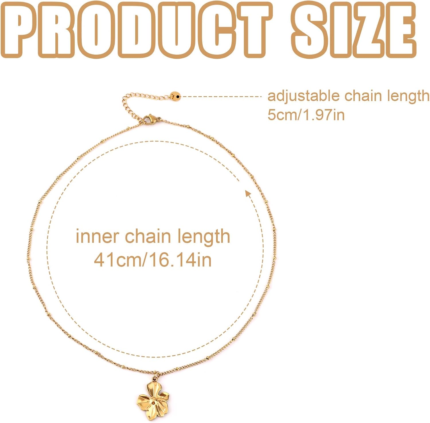 Boho Flower Necklace, Gold Stainless Steel Flower Pendant Necklace Cute Delicate Love Pendant Necklaces Jewelry Gifts Gold Floral Necklaces for Women - Image 2