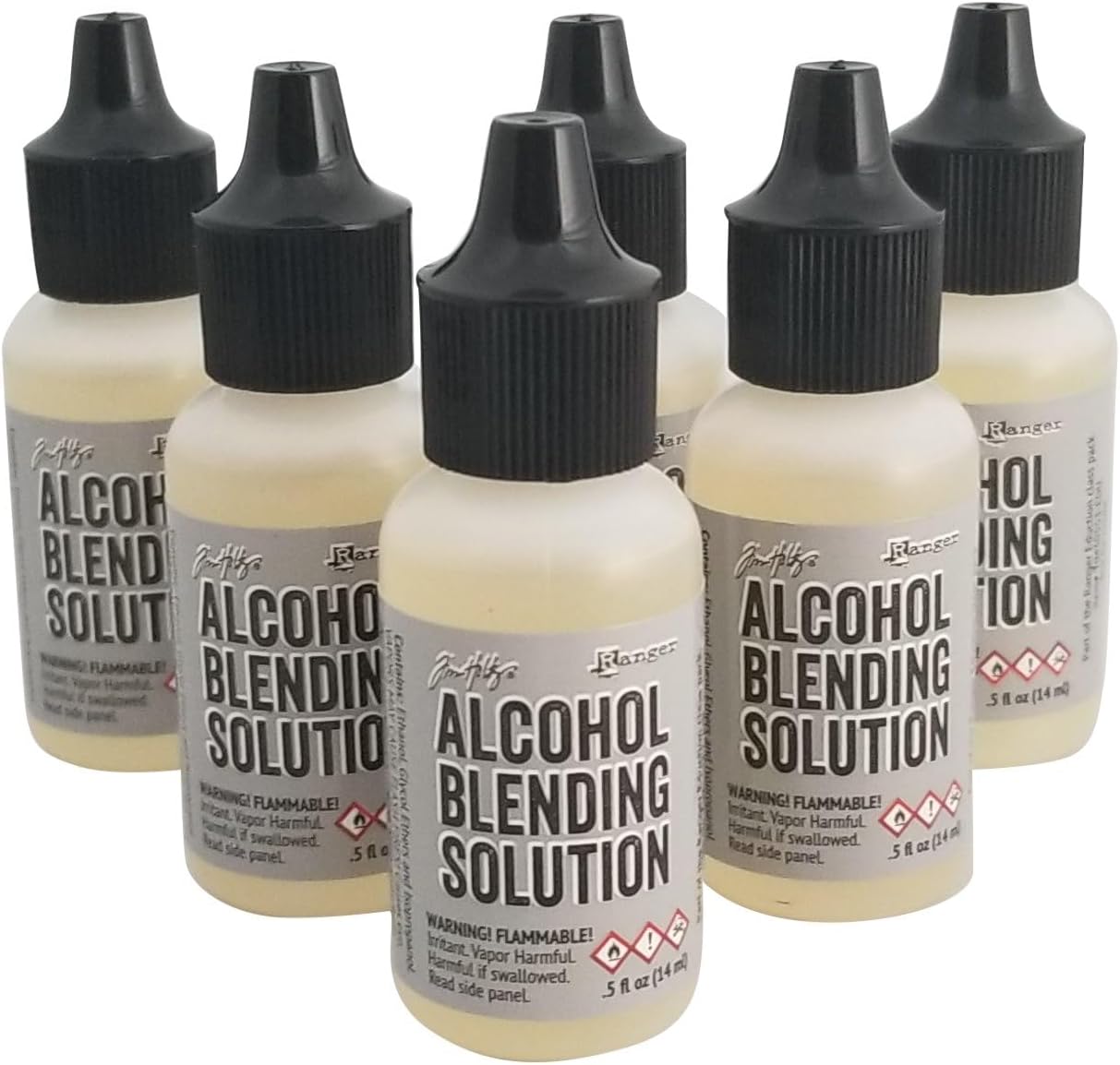 Tim Holtz Ranger Alcohol Ink Blending Solution Bundle - 6 Mini Adirondack Alcohol Ink Blending Solution, 2 oz Bottles, Precision Applicator - with Trebbies Detail Sticks