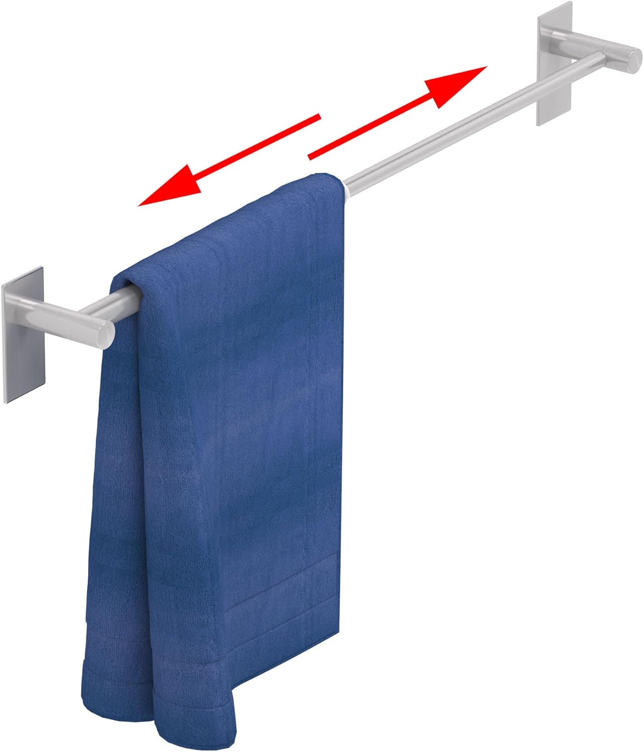2 Pack Adjustable Towel Bar, HOMOTEK Economic Bathroom Towel Holder Rod from 12 Inch to 22 Inch Single Towel Racks, Wall Mount Towel Rail, Towel Hanger Hook for Kitchen(Brushed Stainless Steel)