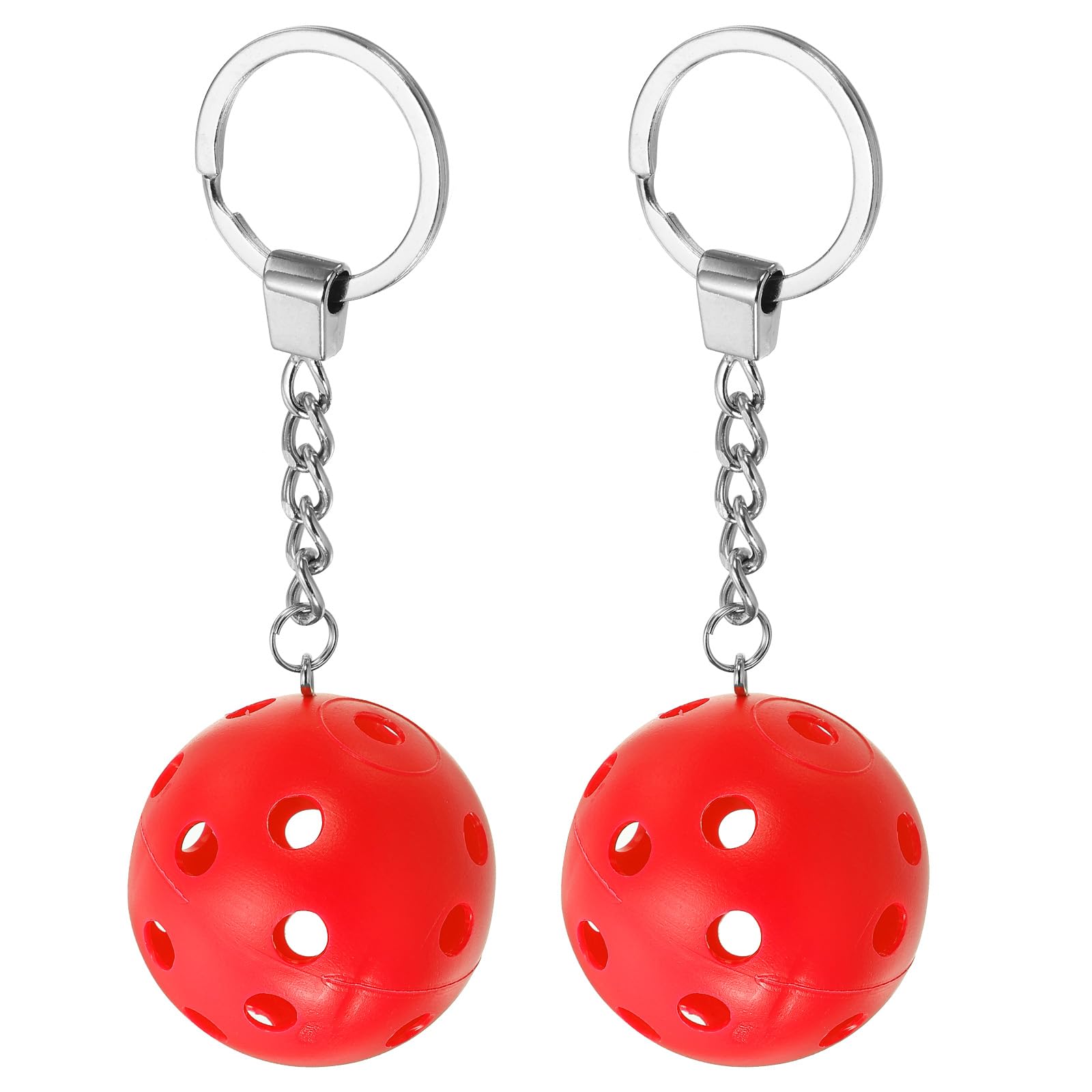 PATIKIL Pickleball Keychains, 2 Pack Mini Pickleball Ornament for Bags Backpacks Rackets Luggage Tags Party Favors Bottles Decorations, Red