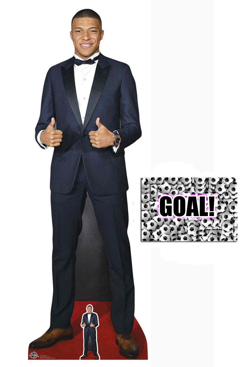 BundleZ-4-FanZ Mbappe French Footballer Lifesize Cardboard Cutout/Standup Fan Pack, 180cm x 62cm Includes 8x10 Photo