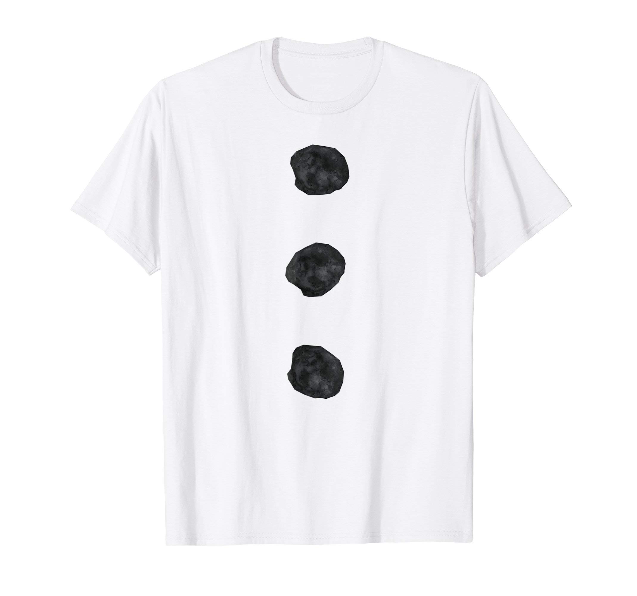 Christmas Last Minute Gift Co.Snowman Costume Shirt Three Black Buttons on White T-Shirt T-ShirtOEKO-TEX STANDARD 100