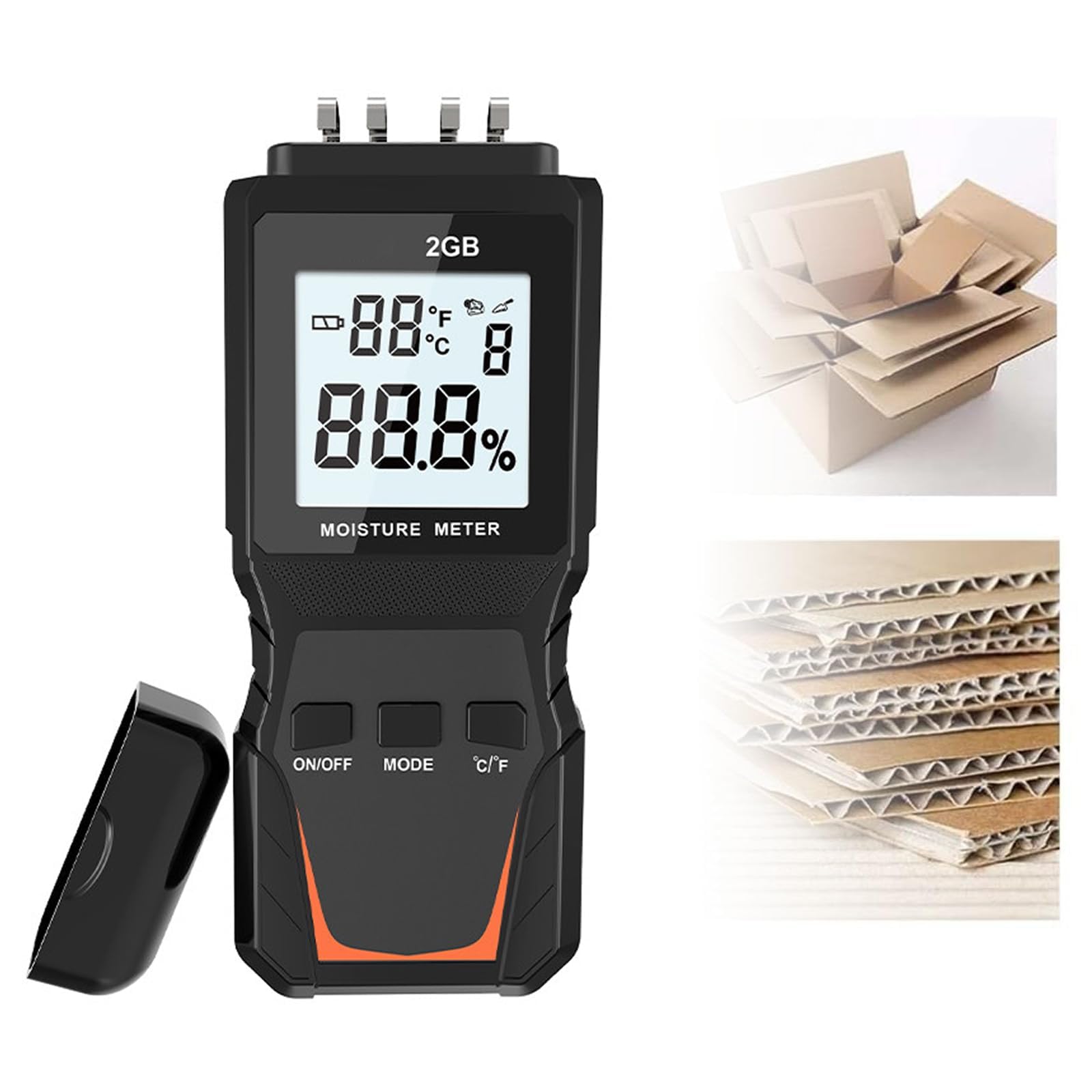 Medidor de Humedad para Papel, Tester Digital 0,1-100% con Pantalla LCD Retroiluminada - Lectura Rápida de 0,5s para Papel Corrugado, Cartón y Papel Recubierto