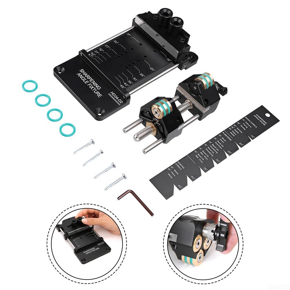 Hongdui HD-34 Winkelschärfer-Set für Holzbearbeitung für Meißel und Hobel, 5–70 mm interner Schneidkopf, 3-teilig, schwarz