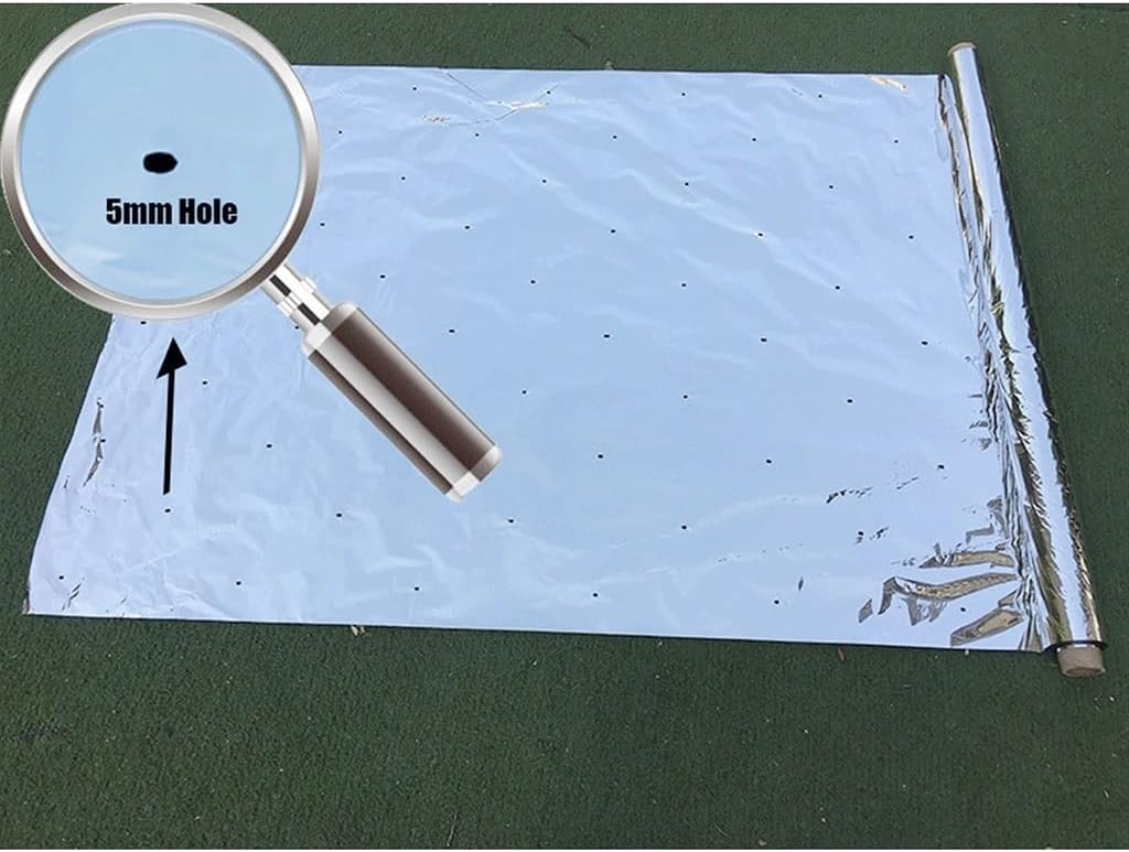 Garden Orchard Double Side Reflective Mulch, Permeable Mylar Patch Agricultural Silver Plant Growth Blanke(Without Hole,1X20M)