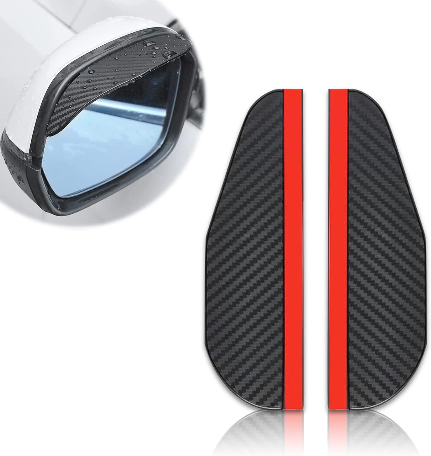 Fogfar 2 PCS Car Rear View Mirror Rain Visor Guard, Carbon