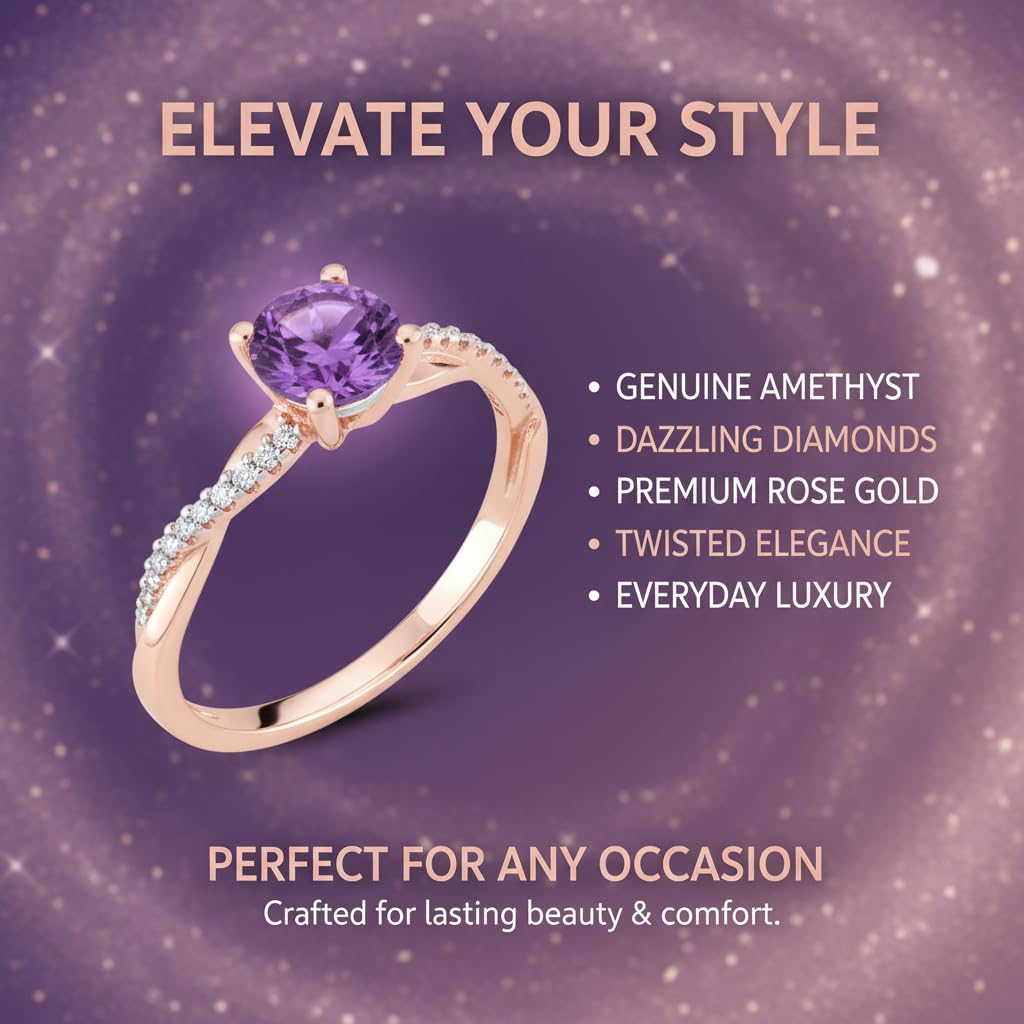 Wähle deinen Edelstein Rose Gold überzogene Verlobungsring Brilliant Rund Diamonds Handgemachte Schmuck für Frauen und Mädchen in der Größe 47-70