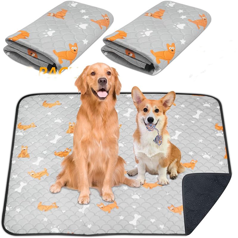 ペットマット おしっこパッド　臭解消 繰り返し使える ペットマット 小型～大型犬 猫 小動物用 四重構造 超吸収 速乾 漏れ防止 滑り止め 洗濯機で洗い可能 四季通用2枚セット (ブルー, S(60*45CM))