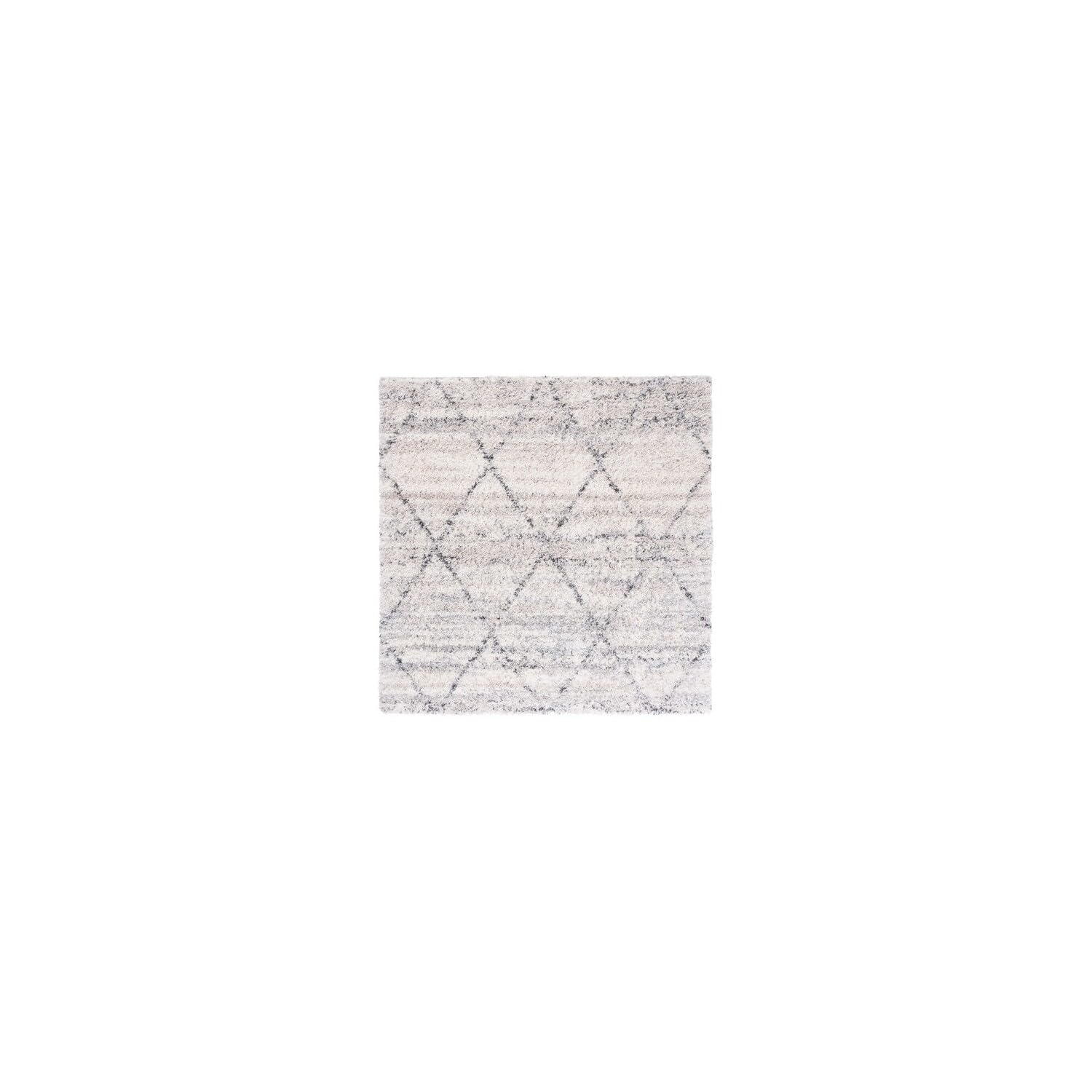 SAFAVIEH Fontana Shag Collection Area Rug - 8' Square, Grey & Ivory, Modern Trellis Design, Non-Shedding & Easy Care, 2-inch Thick Ideal for High