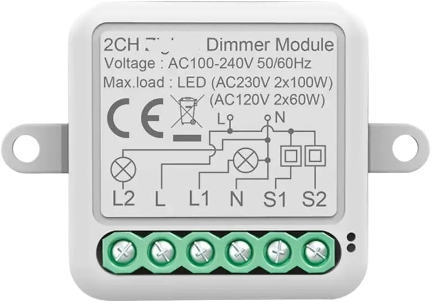 1 Pcs dimmer Switch Module, 100-240V 10a Circuit Breaker, Support 2-Way Control, Suitable for 1/2 Groups(2-Way)