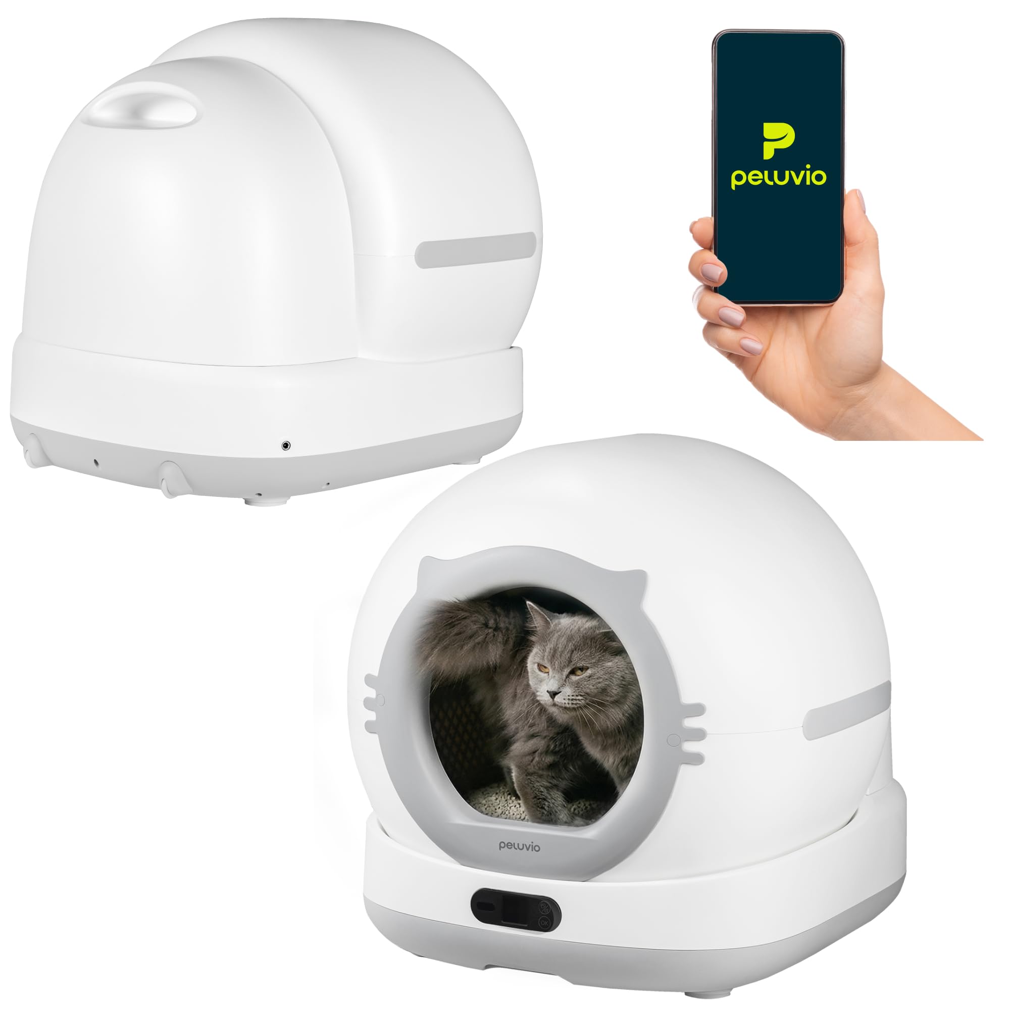 Pearl Lettiera Autopulente per Gatti Wi-Fi con Camera 1080p | Sensore ToF 3D, Capacità 72 L, Contenitore Rifiuti 7 L, App, Touchscreen, 45 dB, per Gatti da 1 a 10 kg