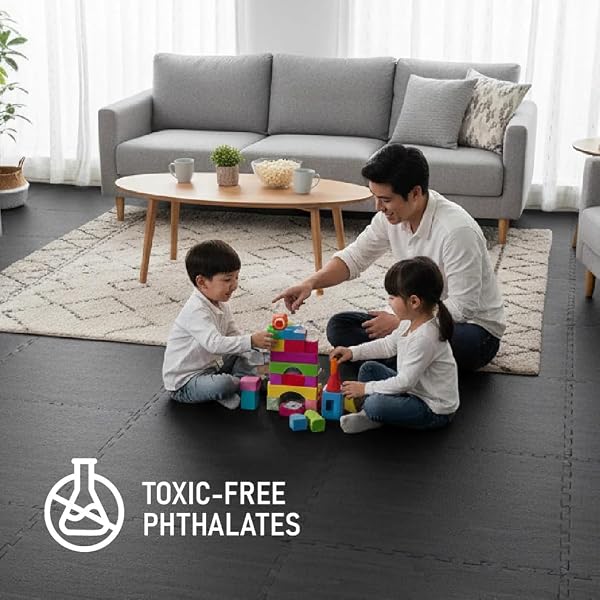 Element Fitness Puzzle Mat Foam Floor Tiles for Home Gym and Baby Play Mat – 0.5” Thick EVA Foam Interlocking Gym Mats, Exercise Mat Flooring for Workout - Midnight Oak by Fitness Factory - Image 8