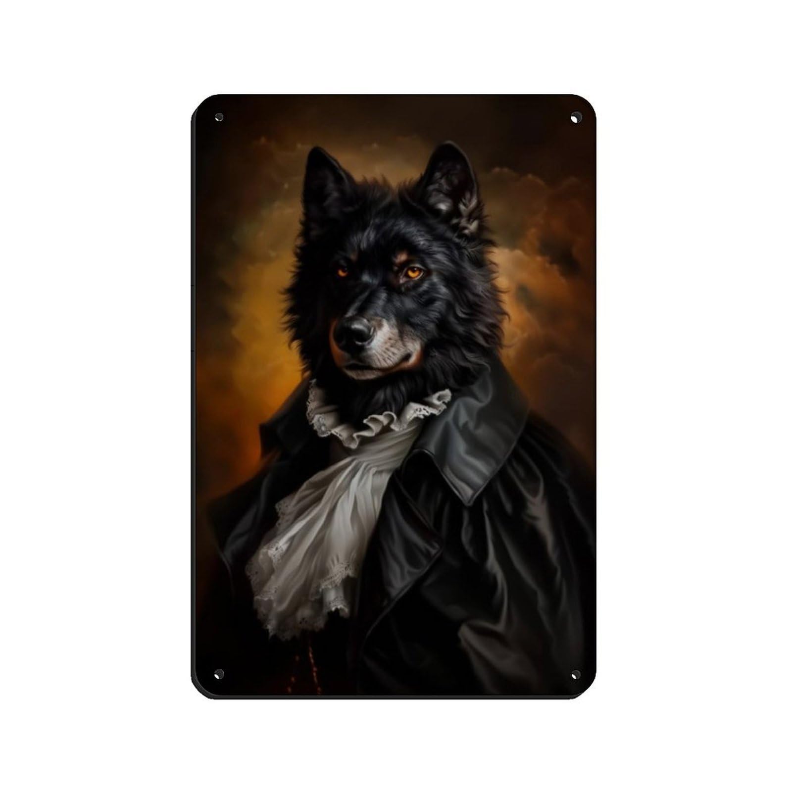 Lxwnze 20L X 30W Cm Gothic Wolf Portrait Painting Poster Tin Sign Vintage Metal Pub Club Cafe Bar Home Wall Art Decoration Poster Retro 8X12inch(20X30cm)