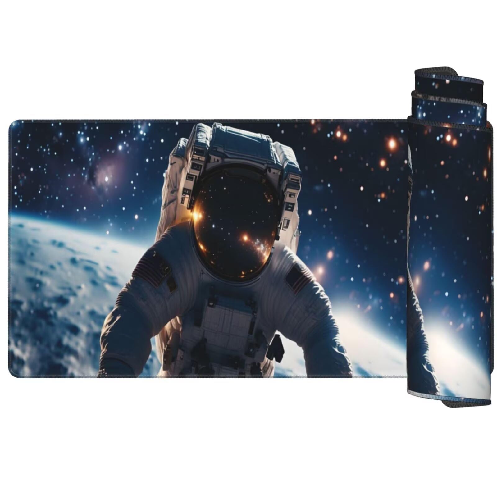 Podkładka pod mysz astronauta XXL 150 x 80 x 0,3 cm, duża podkładka pod mysz z przeszytymi krawędziami, wodoodporna podkładka pod mysz, podkładka pod mysz, podkładka pod mysz, akcesoria komputerowe