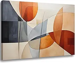 Quadro Decorativo Abstrato Moderno Tons de Laranja e Cinza 60x90 cm Tela em Madeira