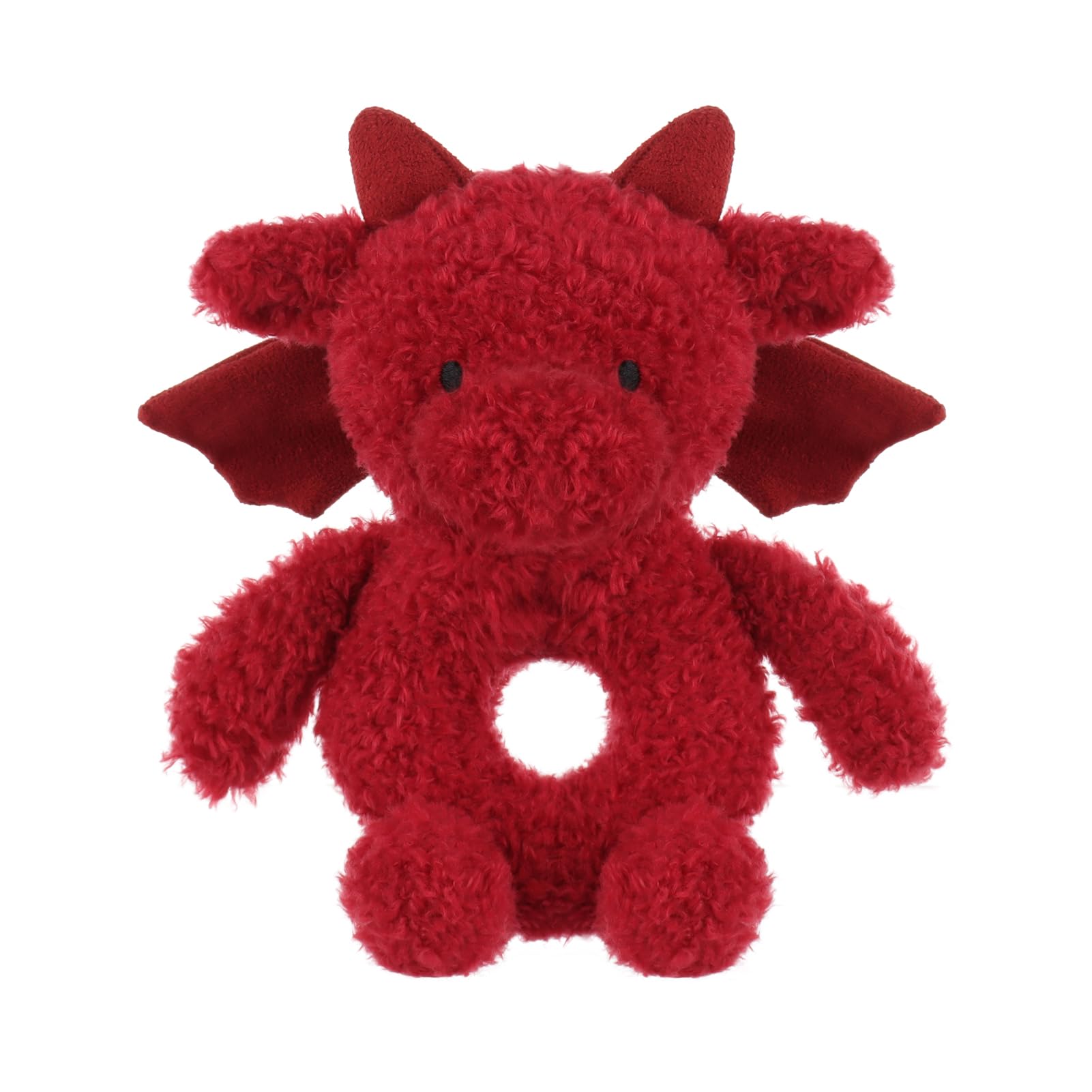 Apricot Lamb Baby Lovey Red Dragon Soft Rattle Toy, Plush Stuffed Animal for Newborn Soft Over 0 Months