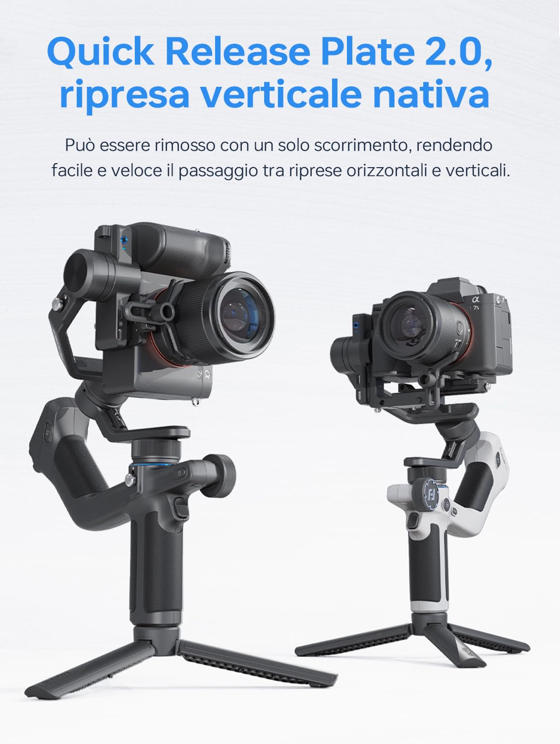Feiyu Scorp Mini 2 [Ufficiale] Stabilizzatore Gimbal Tutto in 1 per Telecamere senza Specchio/GoPro/Smartphone, Gimbal Portatile 3 Assi con Monitoraggio AI, Touch Screen e Maniglia Integrata