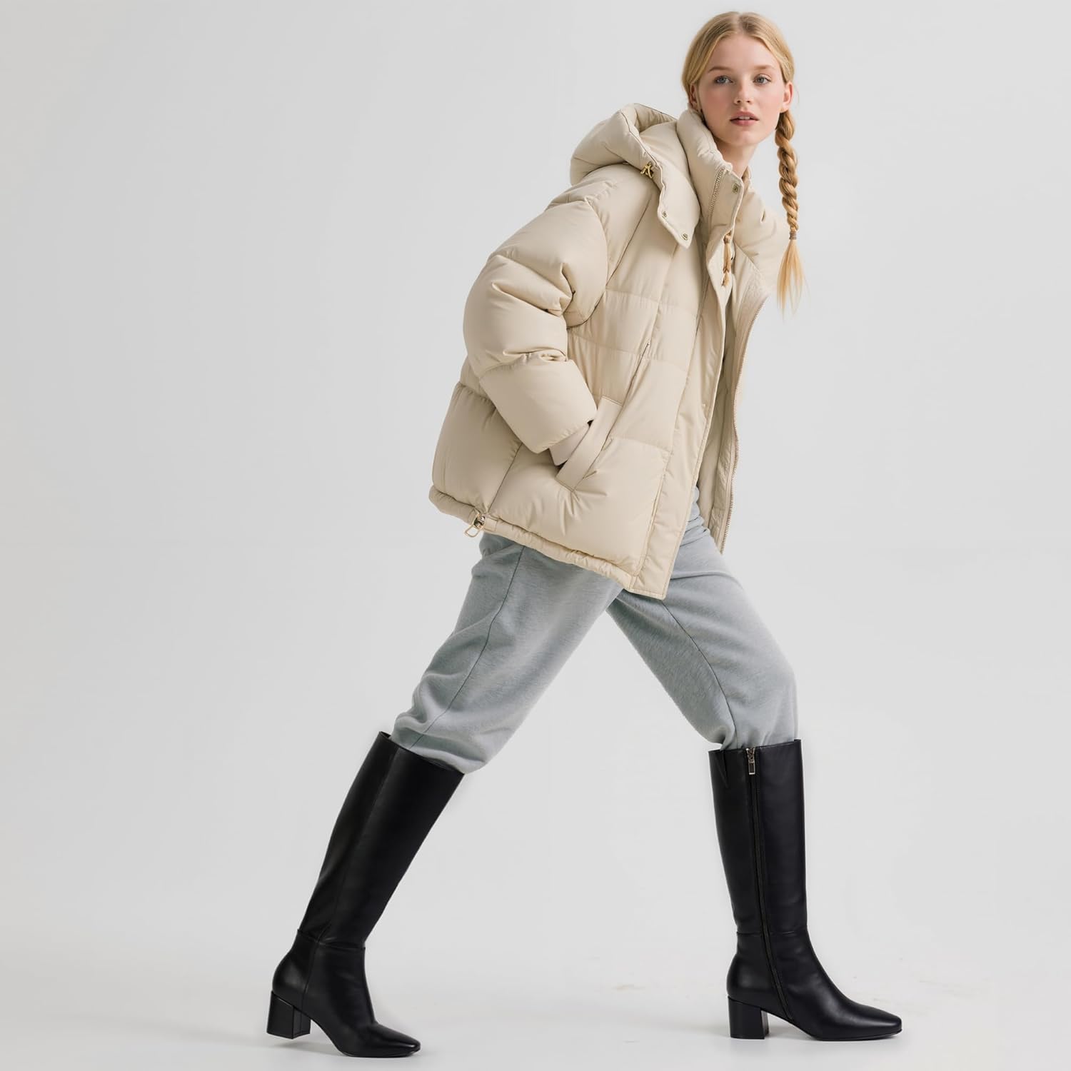 Knee High Boots Women Chunky Heel Square Toe Tall Boots for Women Block Mid Heeled Long Fall Boots with Side Zipper - Image 3