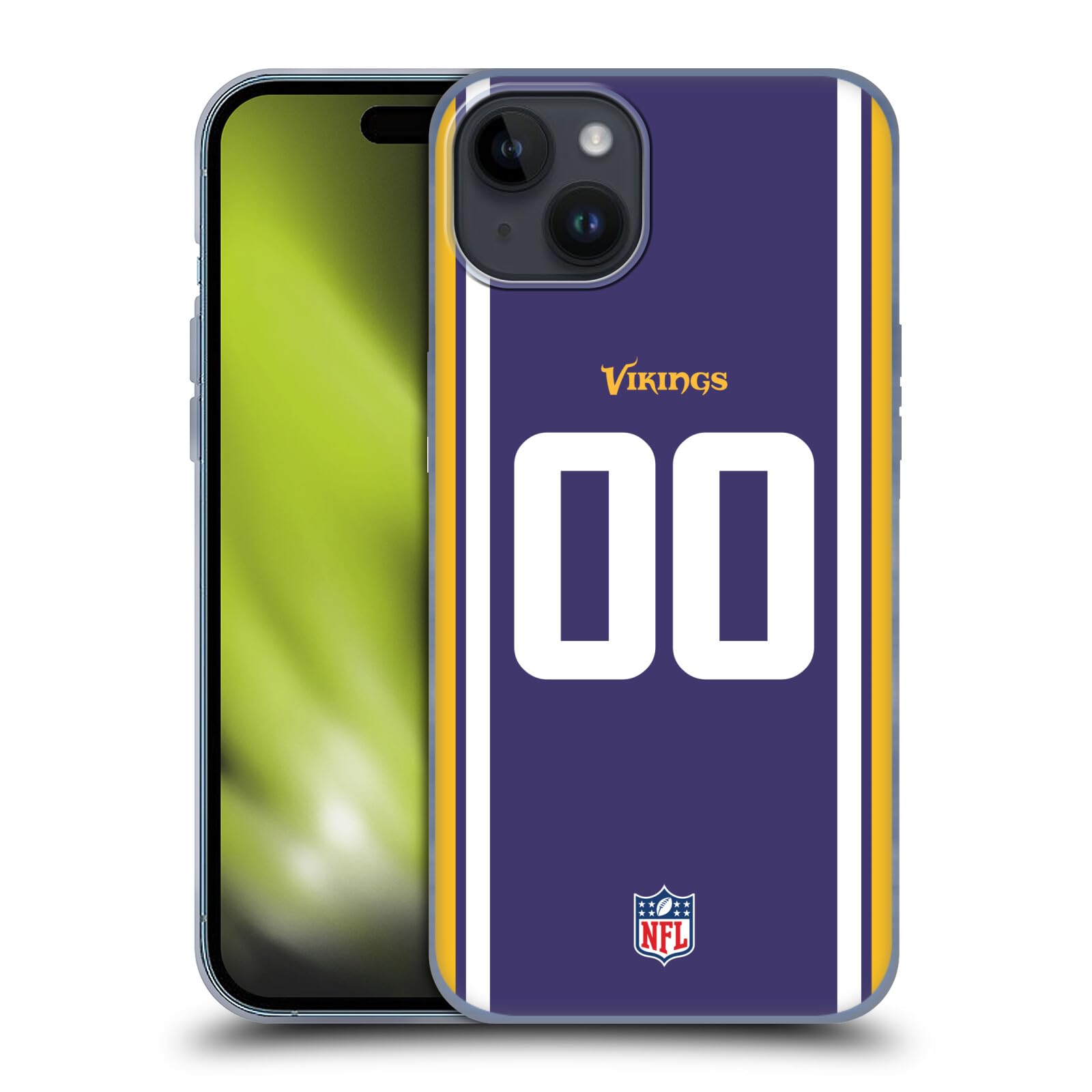 Head Case Designs Officially Licensed Custom Customised Personalised NFL Football Numbers Minnesota Vikings Soft Gel Case Compatible With Apple iPhone 15 Plus