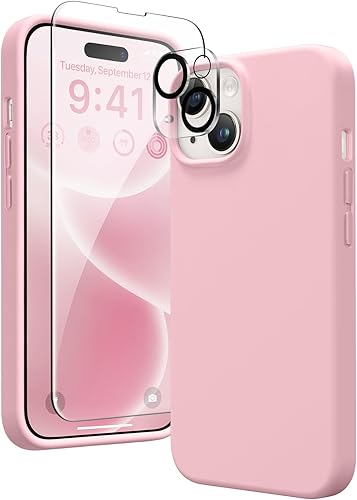 Miniatura 240 de GONEZ Funda de silicona para iPhone 14 Pro Max, compatible con MagSafe, con protector de pantalla + protector de lente de cámara, silicona líquida a