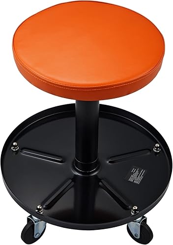 Miniatura 9 de Happybuy Asiento mecánico, capacidad de 250 libras, enredadera neumática rodante para garaje/tienda, altura ajustable de 22-28 pulgadas, cómodo