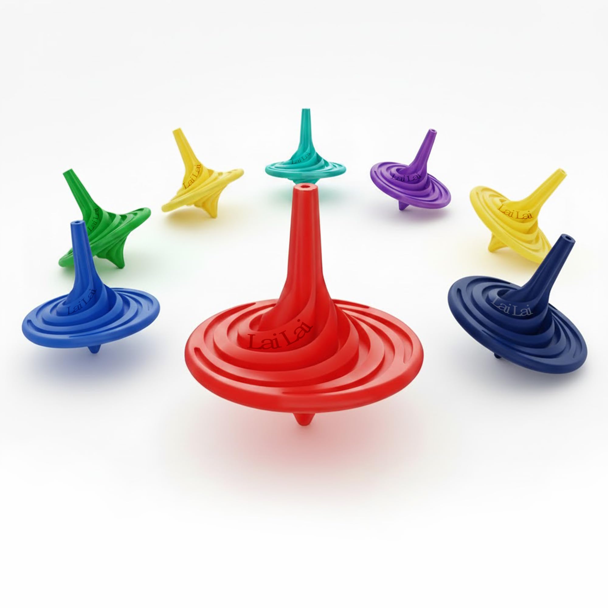 Lai Lai (Pack of 8) Spinning Top Lattu Bhawra Lattoo Chakri Bambaram Indoor and Outdoor Game Toy for Kids Multiolour Plastic Bambaram Spinner Toy
