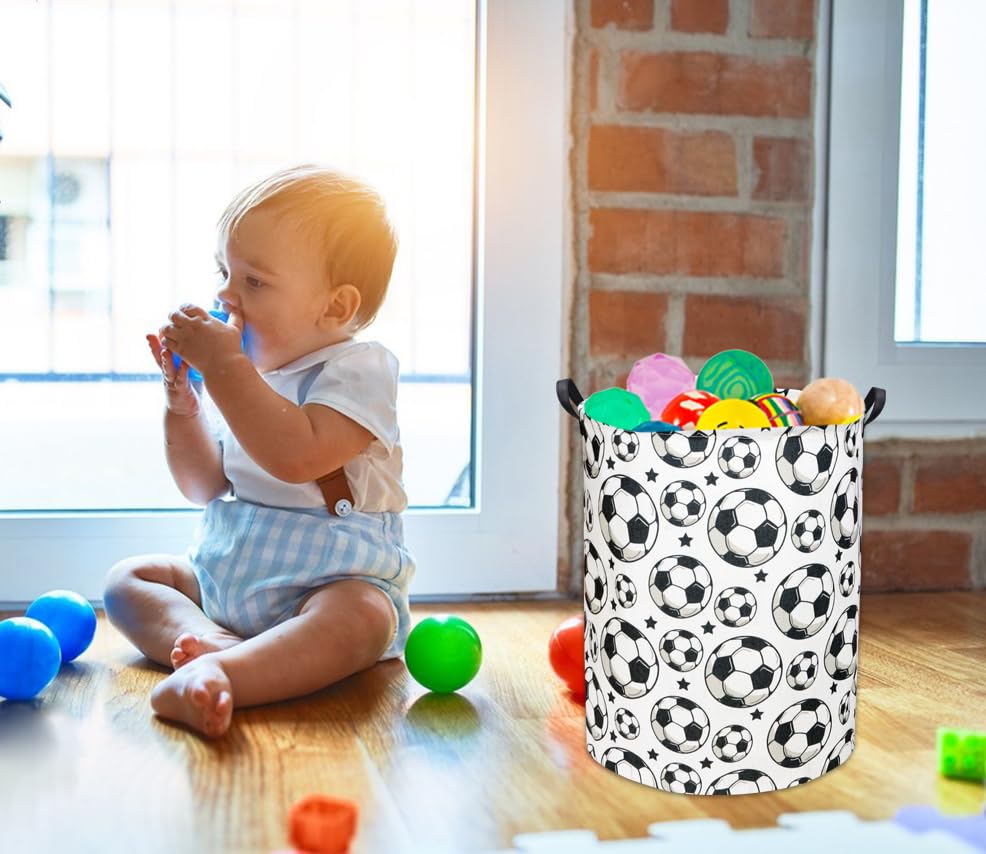 Image of Kids Laundry hamper Baby Hamper for Nursery Boy and Girl Hamper Cute Kids Toys Storage Bin Organizer Soccer Room Decor for Home(Soccer)