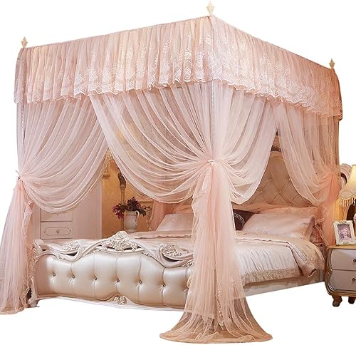 Mengersi Toldo de red para cama de 4 esquinas, estilo princesa, decoración de dormitorio para adultos y niñas (tamaño California King, color