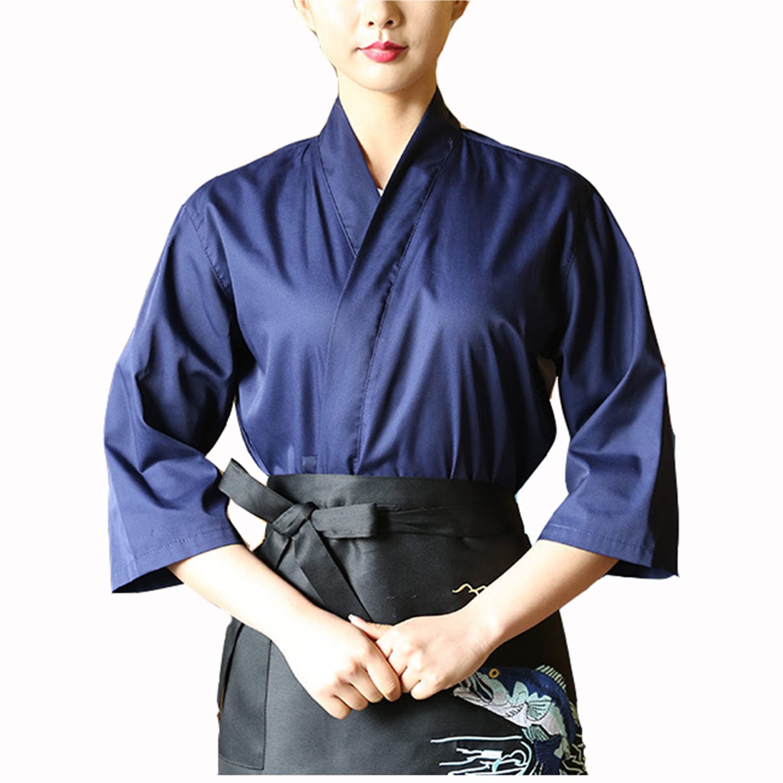 Blouse de cuisinier bleue XL idéale pour le service de sushi et hôtel