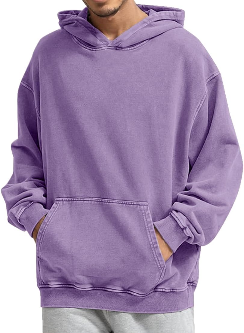 Chaos World Mens Hoodie Oversized Acid Wash Hoodies Vintage Distressed Pullover Sweatshirts Streetwear - Image 2