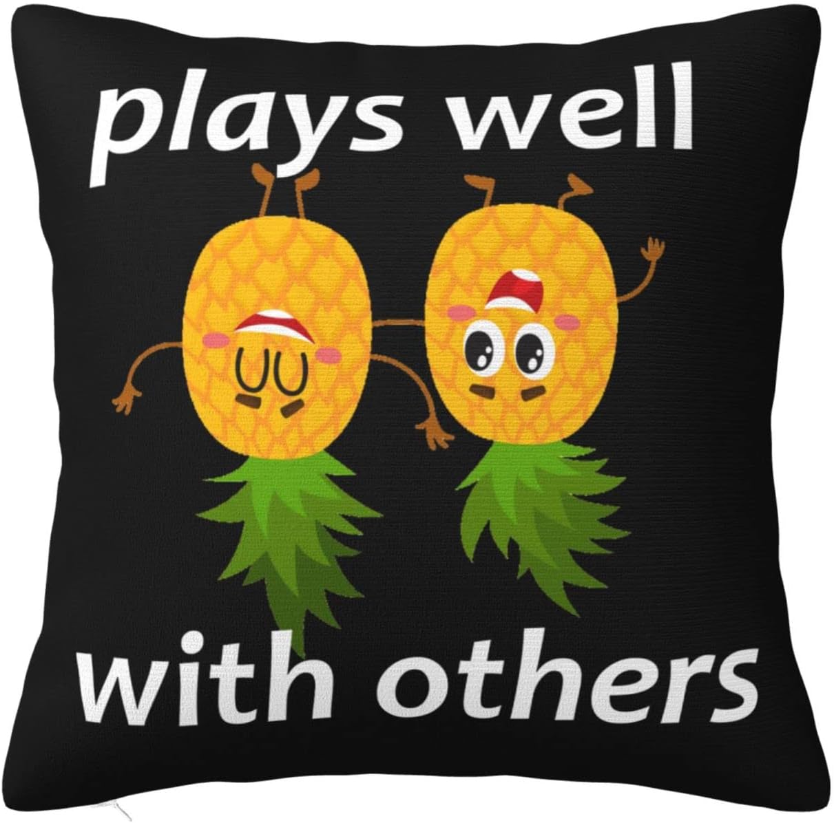 Upside Down Pineapple Play Well with Others Funny Swinger Throw Pillow Covers Double Side Design Cushion Pillowcase Decor Home Couch Sofa Car Bed 18"X18"
