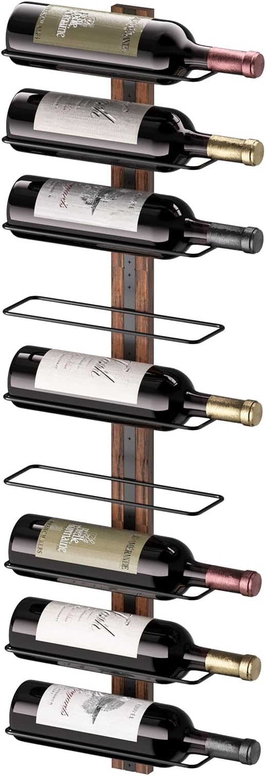 B4Life Wall Mounted Wine Rack for 9 Bottles, Wood & Iron, Modern Style