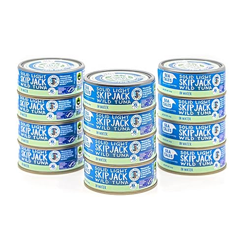 Miniatura 1 de Sea Tales - Atún enlatado sólido ligero en agua - 100 poste y línea salvaje capturado de forma sostenible sin gluten alimentos altos en proteínas