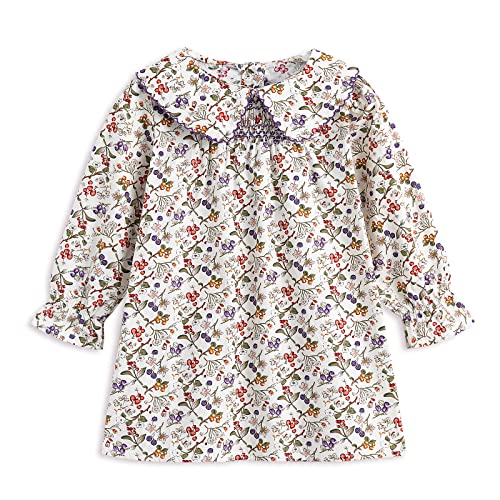 Simplee kids Baby Girl Smocked Dress Casual Long Sleeve Dresses Floral Print Sundress Princess Dress for Toddler