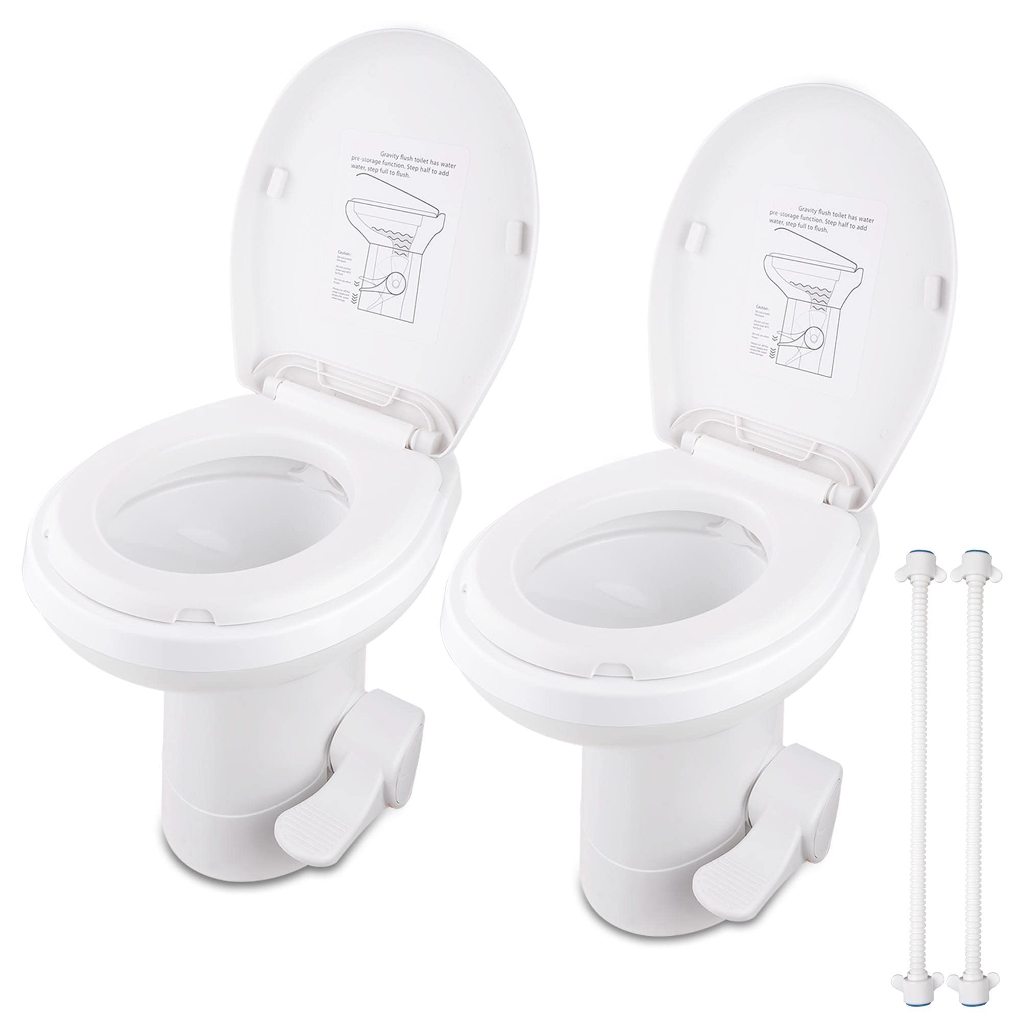 AW 2 Packs Gravity Flush Toilet RV Toilet Foot Pedal 20" Seating Height