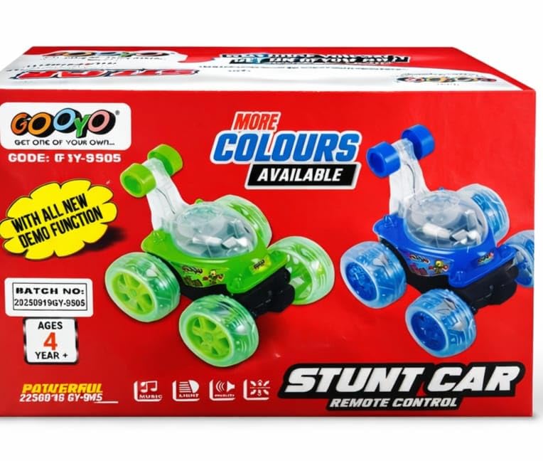 Image of KABY GOOYO 360 Stunt Remote Control Car for Kids | Double-Sided Flip RC Car with LED Lights & Music | High-Speed Racing Toy for Boys & Girls (3+ Years)