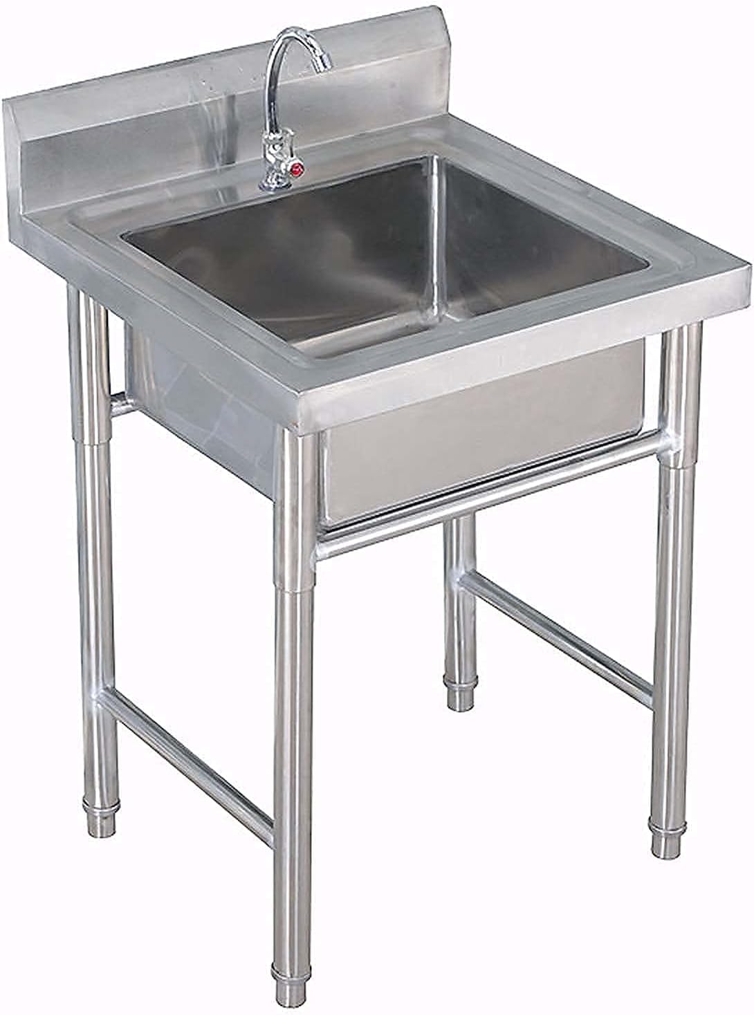 Kitchen Sink with Faucet - Commercial Sink W/Faucet - 23.6"X23.6"X31.5" Bowl Size for Restaurant Laundry Garage Amp Backyard