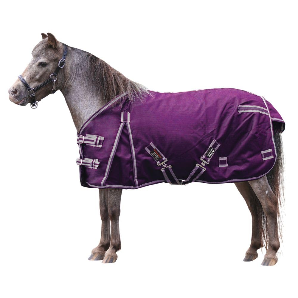 ARMORFlex Challenger II Cutback Wither Adjusta-Fit Surcingle Mini Turnout | 1200D Ripstop Polyester Durability | Waterproof & Breathable |Medium Weight Winter Horse Blanket |Color Purple/Gray |Size 38