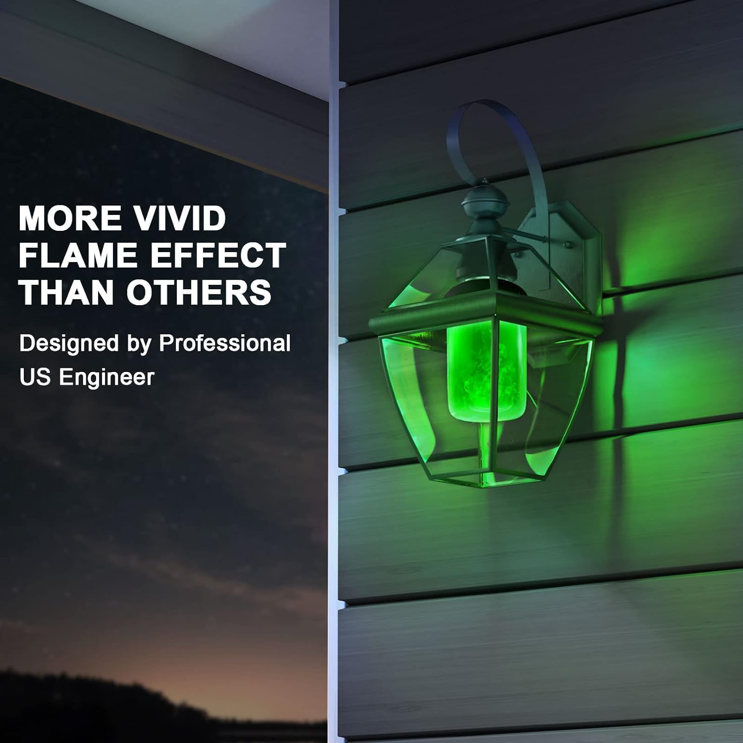 Hompavo - Focos LED con forma de llama, modo de cambio de dirección, sockets E26/E27, para interior y exterior, para fiestas de Halloween, Navidad en casa, paquete de 2, verde Decoraciones navideñas,
