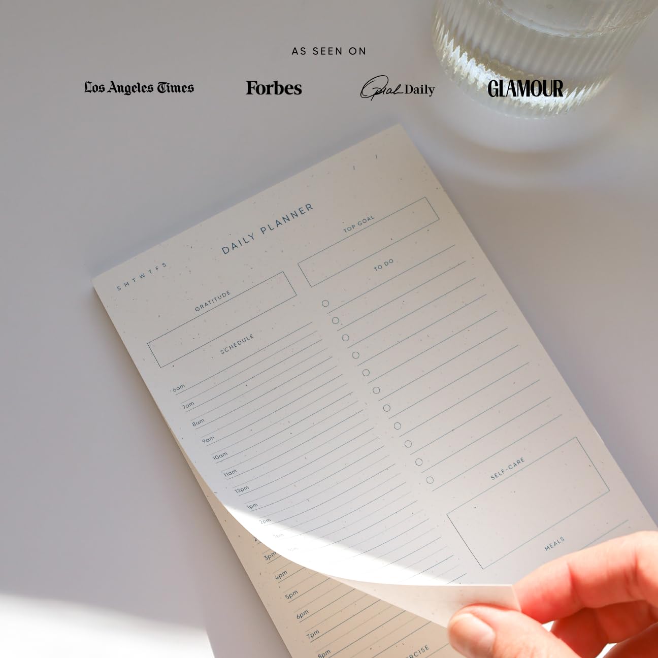 Simple Self - Bloc de notas diario por hora con lista de tareas, comidas, ejercicio, gratitud y cuidado personal, bloc de notas estético minimalista, 52 hojas