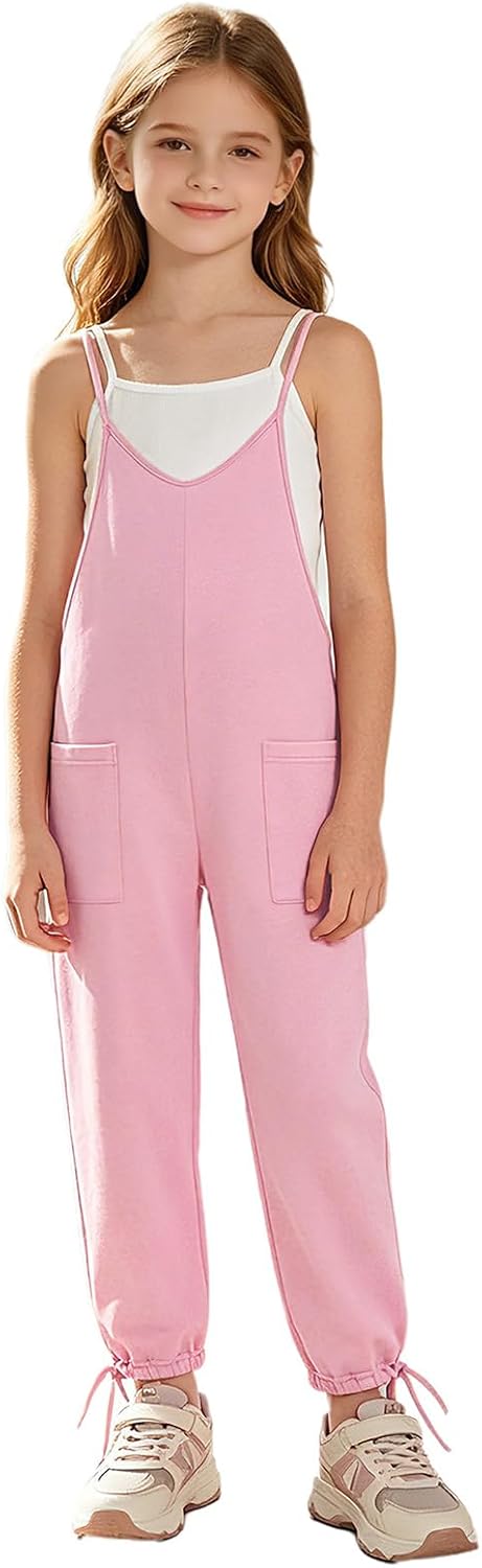 Aislor Girls Playsuits Spaghetti Strap Romper Casual Sleeveless Wide Leg Jumpsuit for Party Vacation